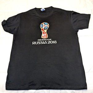 FIFA World Cup 2018 Russia Men's Large Black Short Sleeve T-Shirt.  Like New
